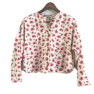 Vintage Forenza Floral Lily Pink Crop Cardigan S